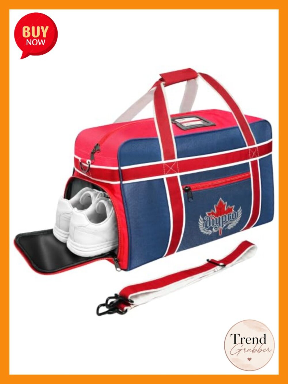 36L Sports Duffel Gym Bag with Shoe Compartment & Trolley Sleeve